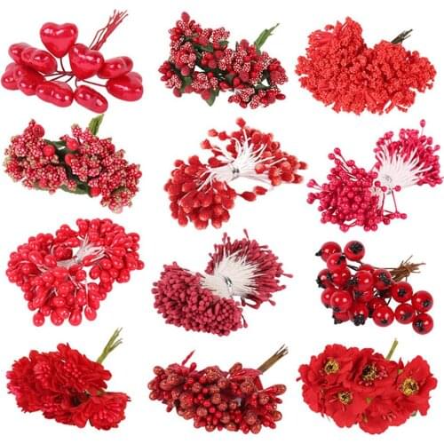 1 Bouquet Foam Artificial Flower Stamen DIY Foam Flower Handmade Floral Material Christmas Wedding Gift Craft Branch Decor