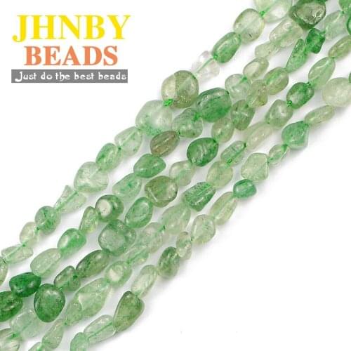 JHNBY Green strawberry Quartz Natural Stone crystal Irregular Gravel 4~7mm spacers Loose beads for Jewelry making bracelets DIY