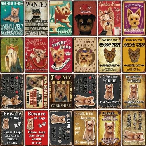 [ Kelly66 ] Pet Warning Dog Rule Better Yorkshire Terrier Yorkie Metal Sign Home Decor Bar Wall Art Painting 20*30 CM Size DG-22