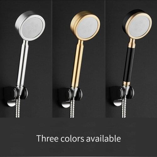 Space Aluminum Bathroom Shower Head High Pressure Booster Water Saving Round Handheld Shower Head Nozzle Bathroom Accessories