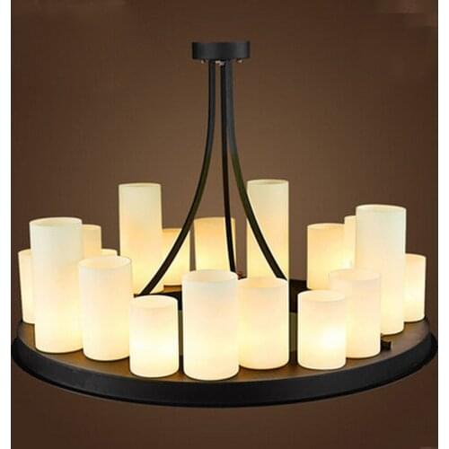 Circular led pendant lamp American retro French designer style marble candle holders droplight village restaurant glass