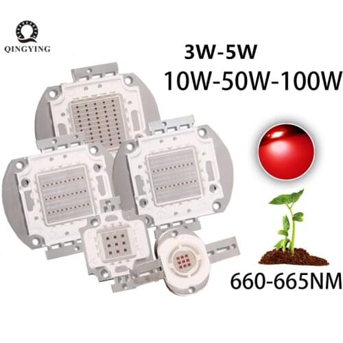 10W 20W 30W 50W 100W Grow LED COB Chip Deep Red 660nm DIY Plant Fruit Growth For 1 3 5 10 30 50 100 W Watt Light Beads