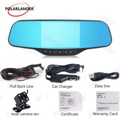 Best selling Dual lens 1080P rearview mirror driving recorder 4.3 inch night vision parking monitoring night vision G-sensor