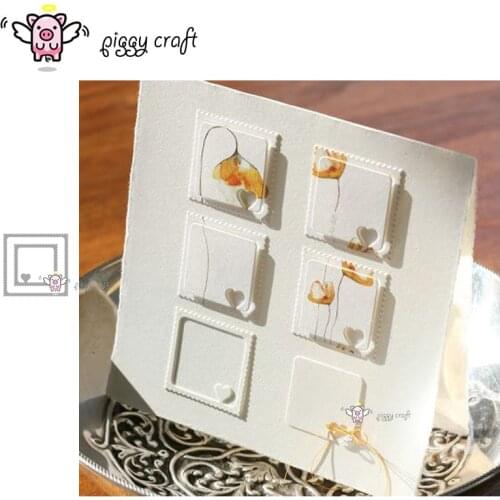 Piggy Craft metal cutting dies cut die mold 2Pcs Love square frame Scrapbook paper craft knife mould blade punch stencils dies