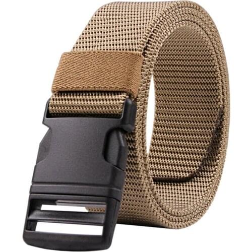 TJ-TianJun Mens Nylon No Metal Buckle Belt Plastic Steel Bayonet Buckle Outdoor Leisure Tactics Waistband Adjust Length Freely