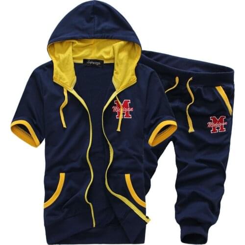 2020 Men Summer Hoodies Tracksuit Men Set Short Hoodies and Short Pants Sleeve Casual Mens Sporting Suis ABZ347