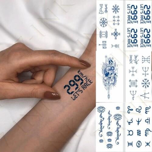 Juice Waterproof Temporary Tattoo Sticker Digital Planet Constellation Chinese Characters Art Fake Tatto 7-15 Days for Men Women