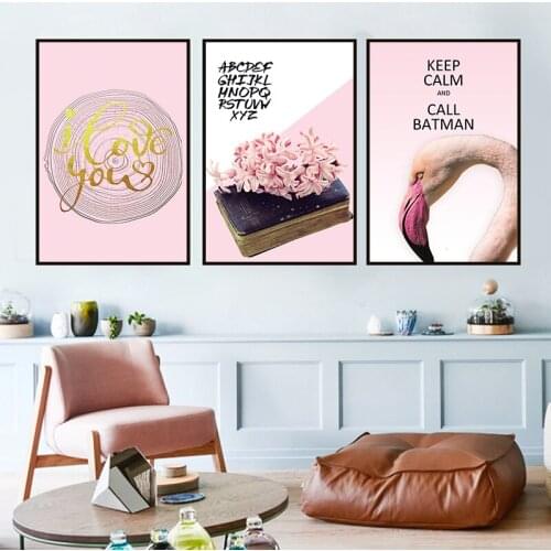 Wall Art Picture Flamingo Head Flower Retro Book Canvas Painting Print Poster Living Room Home Decoration Hipster Backgrounds