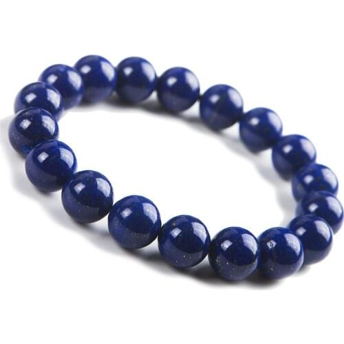 Natural Genuine Blue Lapis Lazuli Gem Stone Round Bead Bracelet Women Femme Charm 11.5 mm Stretch Bracelet Just One AAAAA