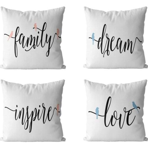 Letter Love Pillow covers Polyester Black White pillow cover Home Sofa bed Nordic decorative pillow case almofadas 45x45cm