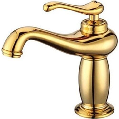 Wholesale High Quality Classic Golding Plated Single Hole Basin Mixer Bathroom Sink Faucet Tap