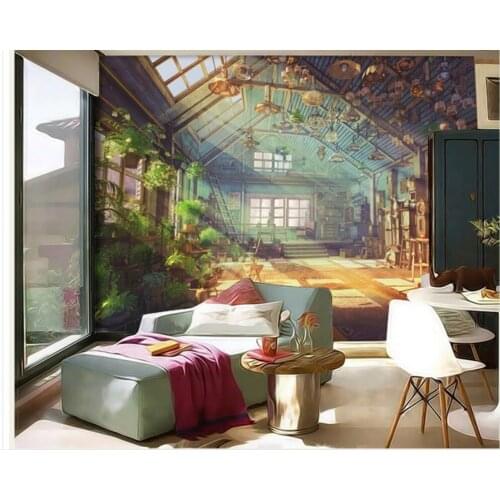 Custom Any Size Mural Wallpaper Wall Paper Painting Hand-painted Art Background Murals in the Clock House Under the Sun