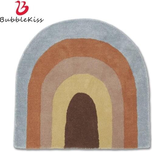 Bubble Kiss Semicircle Doormat For Entrance Door Cute Rainbow Pattern Carpet Creativity Home Hallway Anti Slip Decoration Rugs