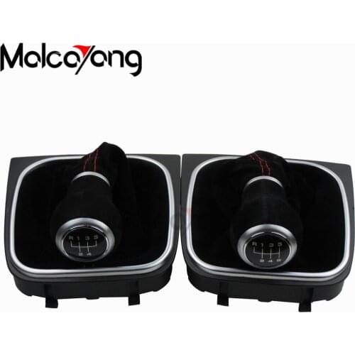 Red Black Complete 5 6 Speed Gear Stick Shift Knob boot kit For Volkswagen VW Golf 5 6 MK5 MK6 R32 GTI 04-09 warm Suede Leather