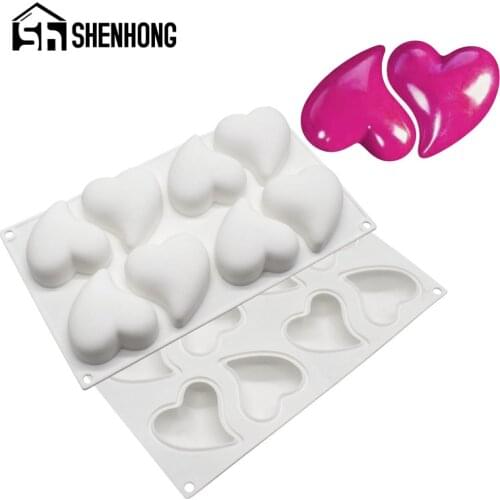SHENHONG Anniversary Party Pastry Baking Tools Heart-Shape Silicone Cake Molds Valentines Day Mousse Moulds Dessert Bakeware