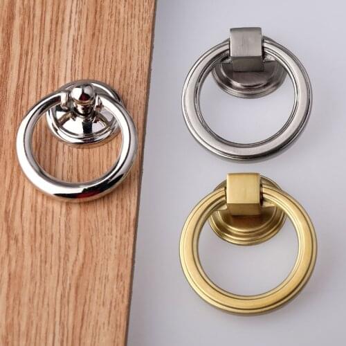 Modern simple drop ring chrome stain nickel drawer kitchen cabinet knob pull brushed brass tv cabinet bathroom cabinet handle