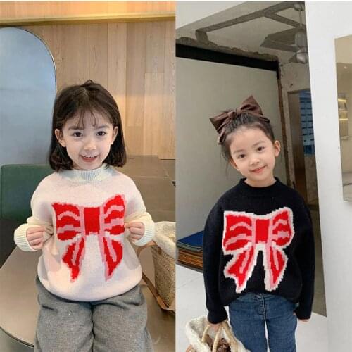 Girls Sweater Babys Coat Outwear 2021 Soft Thicken Warm Winter Autumn Knitting Scoop Pullover Christmas Gift Childrens Clothin