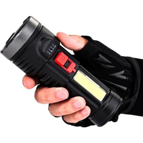 Ultra Bright LED Flashlight with XP-L V6 LED Lamp Beads Waterproof Torch Zoomable 4 Lighting Modes Multi-function USB Charging