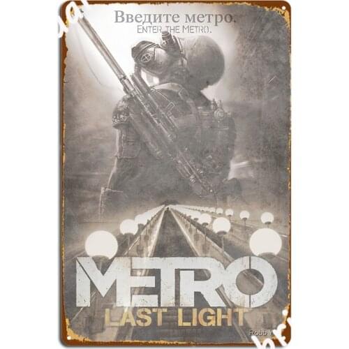 Enter The Metro Fan Poster Metal Sign Wall Pub Club Bar Poster Retro Tin Sign Poster