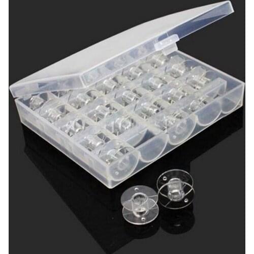 1set/lot Clear Plastic 25 Bobbins Sewing Machine Spools With Thread Storage Case Box For Home Sewing Accessories Sewing Tools