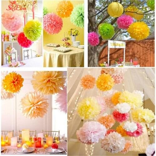 10Pcs 15 20cm Pom Pom Tissue Wedding Decoration Events Accessories Paper Pompom Ball Party Supplies Baby Shower Birthday 7zsh014