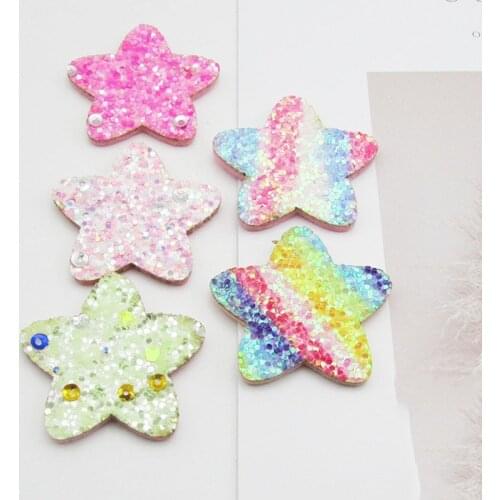 10pcs/lot 3.5cm glitter Star Padded Appliques for Children Headwear Hair clip Accessories and Garment Accessories