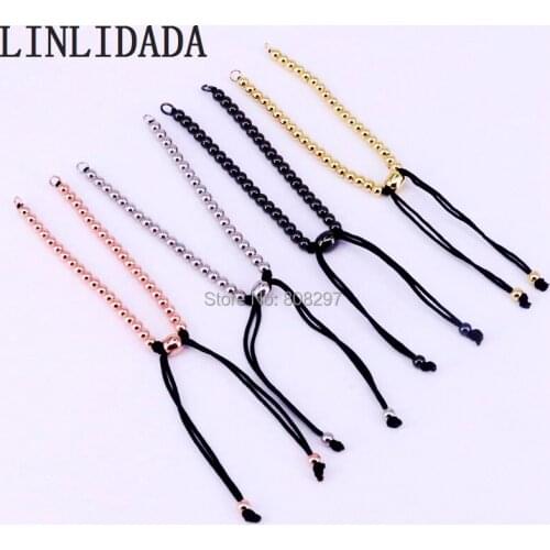 DIY 10Pcs Handmade Men Women Bracelet Jewelry 4mm Copper Beads Woven Macrame Charm Bracelets Bangles