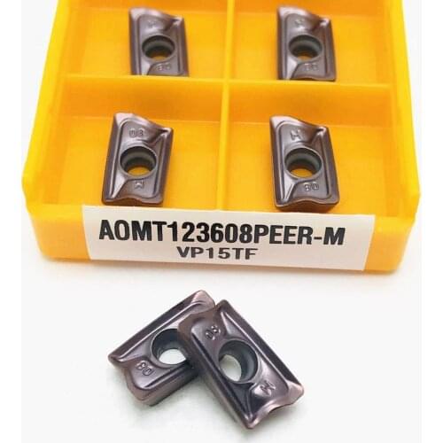 10PCS carbide blade AOMT123608 PEER M VP15TF CNC mechanical milling blade AOMT 123608 CNC machine tool parts cutting lathe tool
