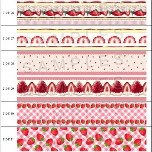 10 Yards Grosgrain Ribbon Printed Strawberry Lace For Hair Bows DIY Crafts Handmade Accessories