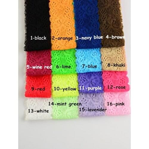 100 pcs/lot 1.37" Inch Wide Lace Elastic Headbands - You Pick Colors