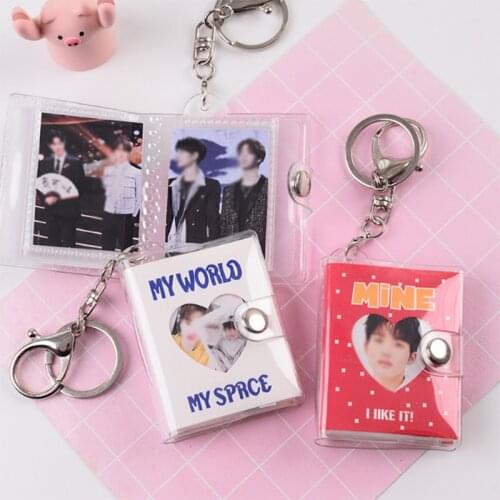2 Inch Hollow Love Photo Album Glitter PVC Photocard Holder Mini Album With Keychain Sticker & Name Card Holder Scrapbooking