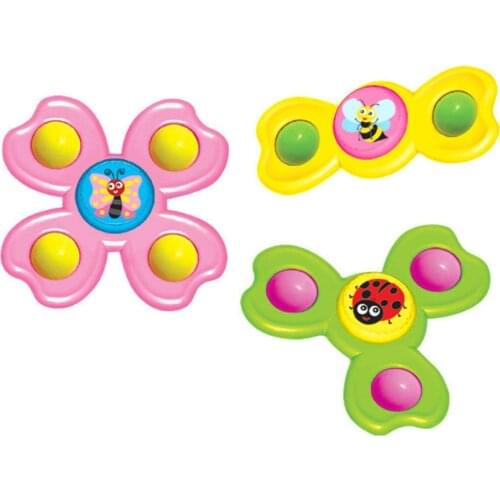 3Pcs Suction Cup Spinning Top Toy Baby Toy Cute Animal Table Sucker Game fidget toys anti-stress Early educational Toys for kids