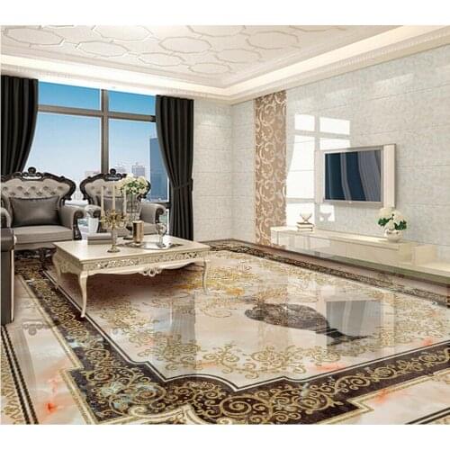 3d pvc wallpaper European pattern vase marble floor Home Decoration floor wallpaper 3d for bathrooms