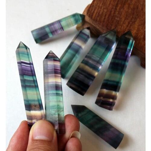 5Pcs Natural Colorful Fluorite Quartz Crystal Point Healing Stone Obelisk Wand