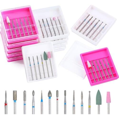 6Pcs Ceramic Diamond Milling Cutter for Manicure Nail Drill Electric Machine Accessories Bits Set Burr Pedicure Art Tools Kits