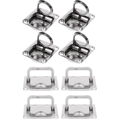8X Marine Stainless Flush Mount Pull Ring Hatch Latch Handle Boat 1.7 x 1.4inch / 2.95 x 2.2inch