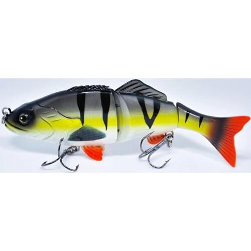 ACEXPNM Fishing Bass Lure 3 Segment Multi Jointed Lifelike Swimbait Artificial Bait Hard Cranbait with 2# Treble Hooks 15cm 50g