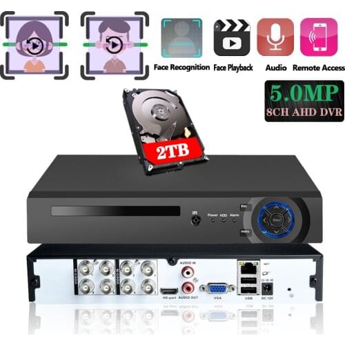 AHD Video Audio Record Face CCTV 8CH Recorder H.265 5MP 4MP 1080P 6 in 1 Hybrid DVR XVi TVi CVI IP NVR For CCTV AHD&IP Camera