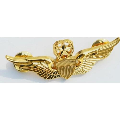 US ARMY WINGS MILITARY COMMAND PILOT AVIATOR METAL WINGS BADGE PIN BROOCH GOLD