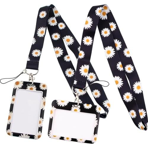 DZ1350 New Fashion little Daisy Women Lanyard Id Badge Holder Keychain ID Card Pass Gym Mobile Badge Holder Key Holder Key Rings