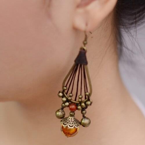 Big star vintage handmade Chinese wind traditional classical dangle earrings ,New Original Ethnic jewelry National earrings