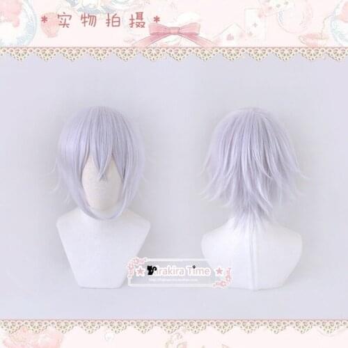 Black Butler Yume 100 Snake Man Kuroshitsuji Anime Silver White Short Synthetic Hair Halloween Party Cosplay + Free Wig Cap