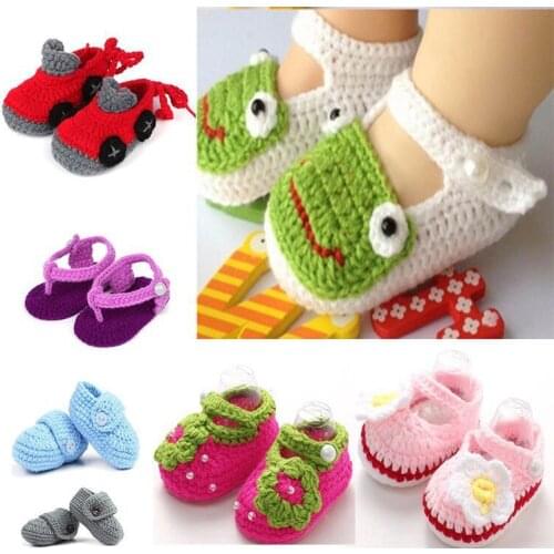 Hand-Woven Baby Shoes Babys Crib Shoes Newborn knit bootie Buckle child shoes soft sole baby crochet boot sock knitting yarn