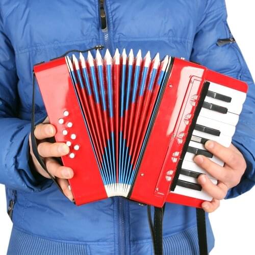 Kids Children 17-Key 8 Bass Mini Small Accordion Educational Musical Instrument Rhythm Band Toy