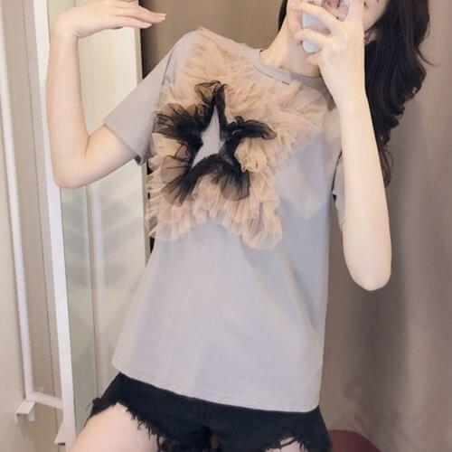 Short-sleeved t-shirt trendy chic Hong Kong-style top 2021 summer new style female Korean loose t-shirt plus fashion
