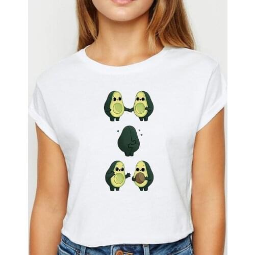 Oversize Vegan Avocado T-shirts Vogue Spring Summer ropa mujer T shirt Women Funny Printing Design Top Tee O-Neck Tshirt