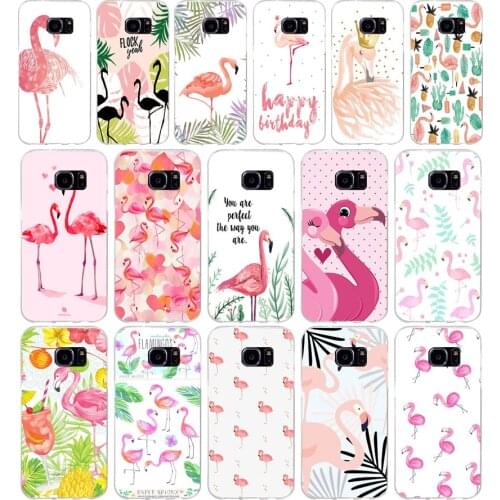 221H Hot Flamingo Phone Cases Summer Flamencos Soft TPU Silicone Cover Case for samsung Galaxy s6 s6 s7 edge s8 s9 plus case