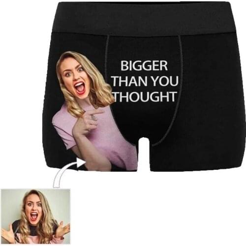 Custom Face Boxer Bigger Than You Thought boyfriend underwear Christmas valentine' day gifts husband Shorts Underpants Briefs
