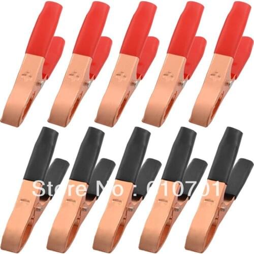 10pcs 30A Red Black Insulating Plastic Coated Test Probe Alligator Clips Clamps Clamper 75mm Electric Testing Work Lab Circuits