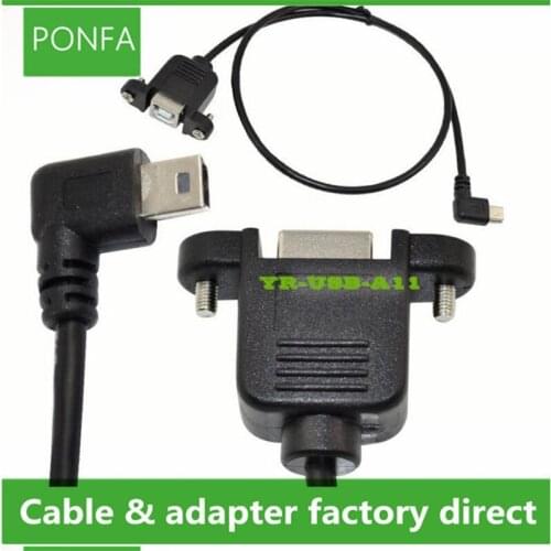 Printer Panel Mount Cable + Screw Mini USB 5 Pin Male to USB 2.0 B Female Jack cable